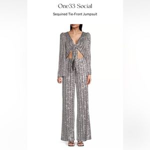 One 33 Social Sequined Tie-Front Jumpsuit ✨